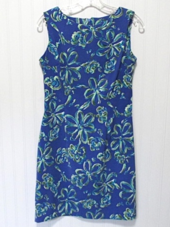 John Roberts Dresses & Skirts - John Roberts Azure Blue Green Floral Sleeveless Summer Sheath Dress, Size S